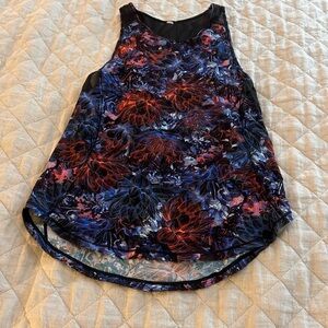 lululemon athletica high neck Women's Floral Tank Top - Black, Red, and Blue